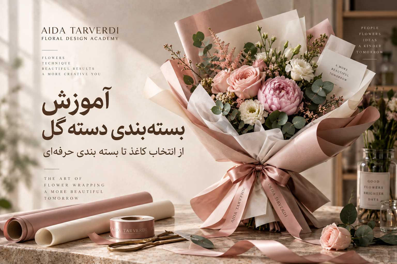آموزش بسته بندی دسته گل